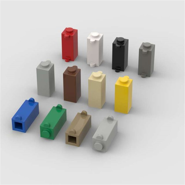 JIAJIALE 3581 Modifizierte 1x1x2 Bausteine mit Verschlusshalter, 10-teiliges Set, Grau - Bild 1