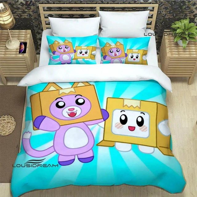 Jinmeige Lankybox Foxy Boxy Bettwäsche-Set mit Motiv, Blau, B/H: 135 x 200 cm - Bild 1