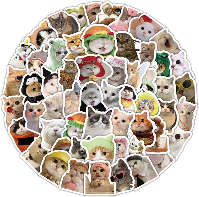100 Stück realistische Katzen-Aufkleber Set von YourLife Store in Multicolour für Telefon und Laptop - Bild 1
