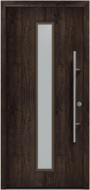 EcoStar Haustür Isopro Secur IPS 020S Eiche Dunkel mit Glaseinsatz, B/H: 110 x 210 cm, DIN Rechts - Bild 1