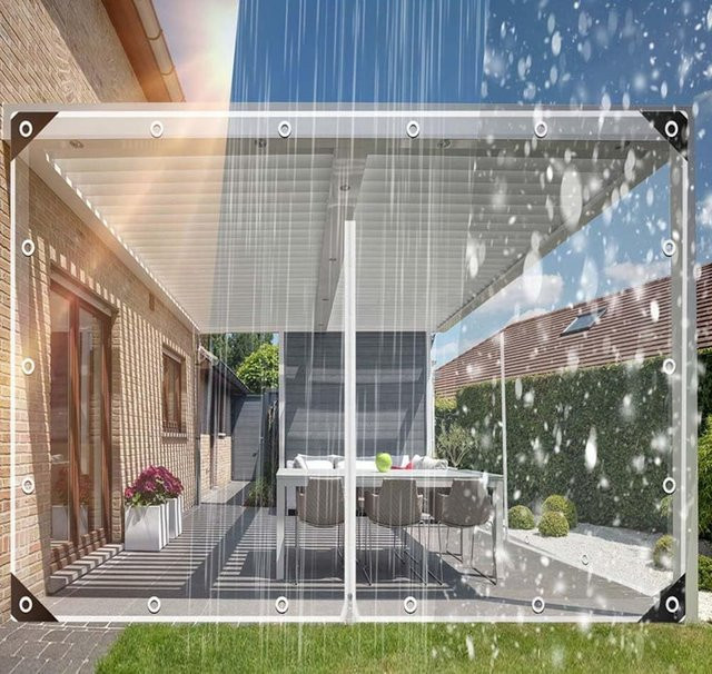 GKXLH Transparente PVC-Reißverschlussvorhänge für Gartenpavillons, wetterfeste Plane mit Ösen, wind- und UV-beständig, wasserdichte Türwand für die Terrasse - Bild 1