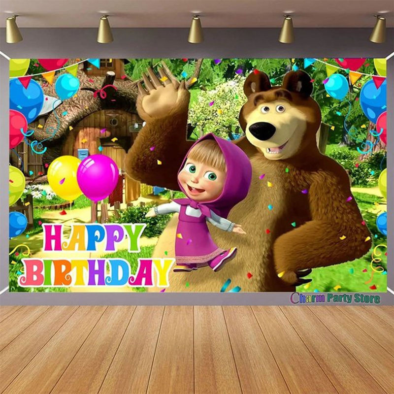 VIKAMA Wandteppich mit Kawaii Mädchen-Bär Cartoon, mehrfarbiger Wandbehang für Wohnzimmer und Schlafzimmer, rechteckiger Fantasy-Kunstdruck, B/H: 60 x 40 cm - Bild 1