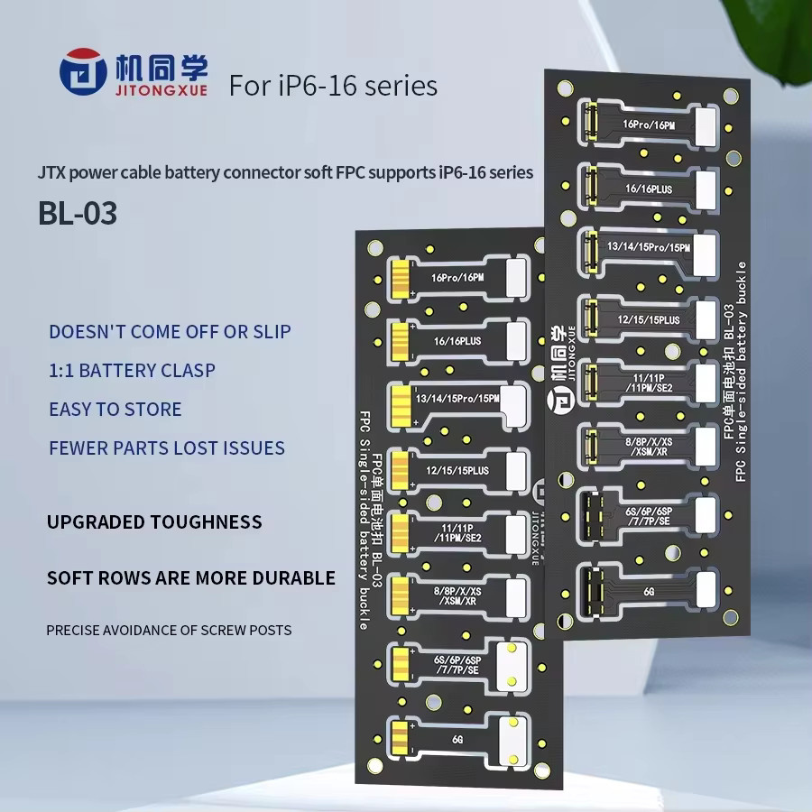JTX BL-03 Stromkabel Batterie Connect Clip Soft FPC Ersatz für iPhone 6 bis 16 Pro Max in Schwarz - Bild 2