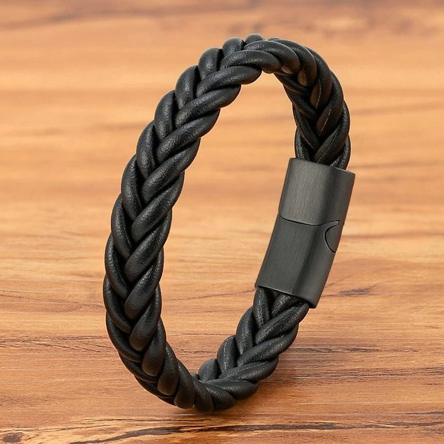 XQNI Lederarmband, Edelstahl, Schwarz, Herren - Bild 1