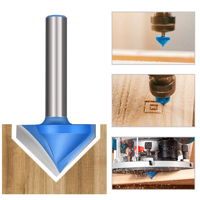 xcan V-Nut Fräser mit 8mm Schaft aus Wolframkarbid für 3D-Gravuren und 90 Grad Fräsarbeiten - Bild 2
