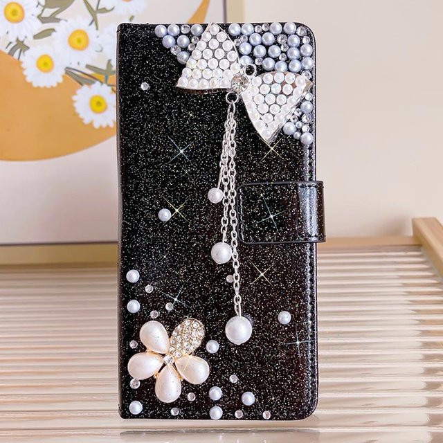 Glitzer Portemonnaie Hülle für Samsung Galaxy S26 Ultra S25 FE S24 S23 Plus S22 A13 A14 A15 A16 A26 A36 A56 A34 A54 A35 A55 A33 A17 in Schwarz - Bild 1