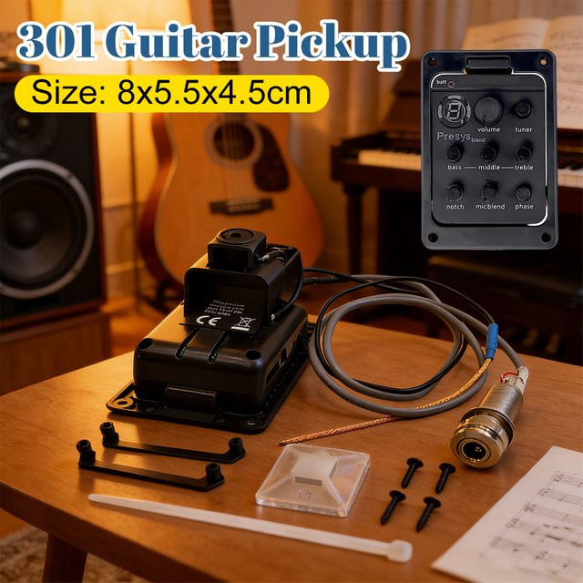 APWIKOGER Plastic 301 EQ Equalizer mit Tuner und Presys Piezo Pickup für Gitarren in Schwarz - Bild 1