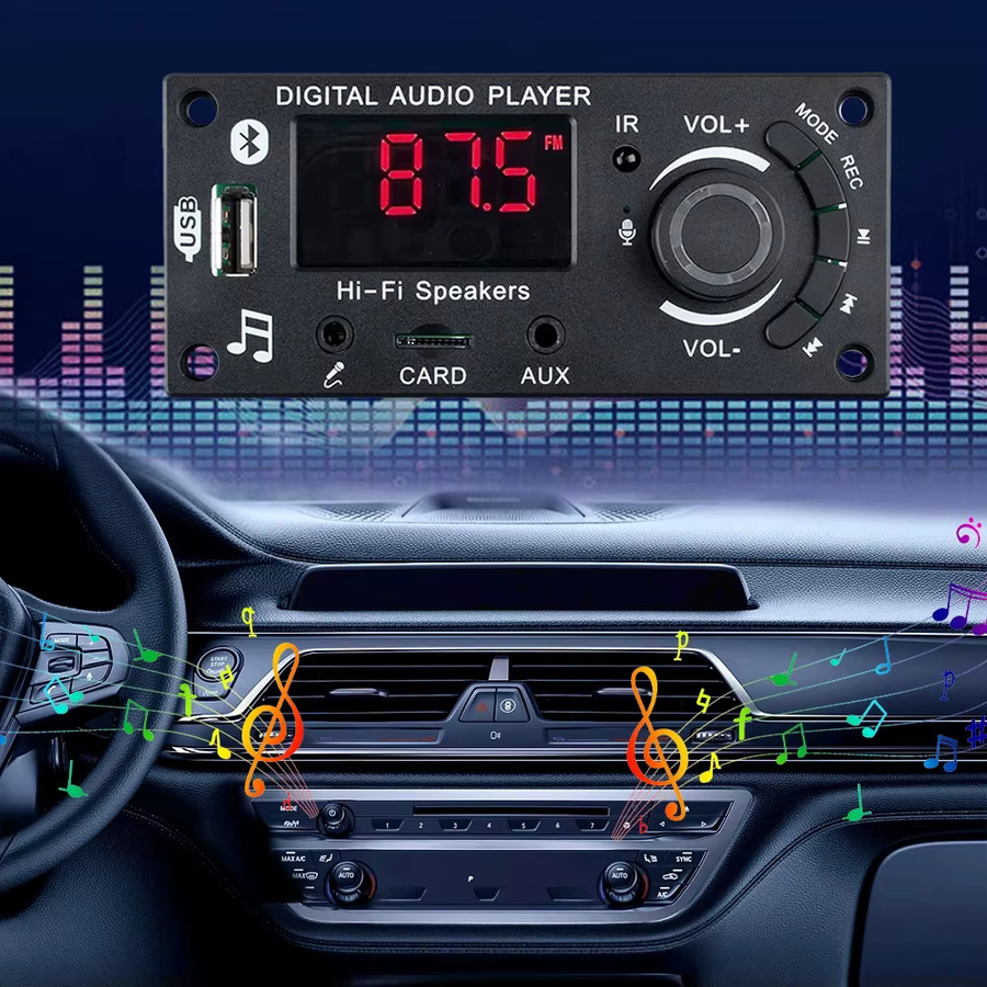 Kebidu Bluetooth 5.0 Verstärker Modul 100W mit MP3 WAV Decoder, USB, TF-Karte und FM-Radio in Schwarz - Bild 3