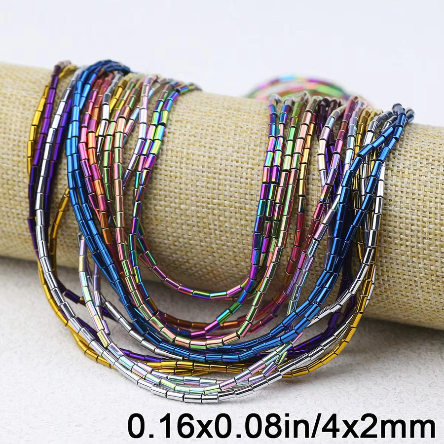 JHNBY Spacer Perlen, Hämatit Naturstein, 4x2mm, 85 Stück - Bild 4