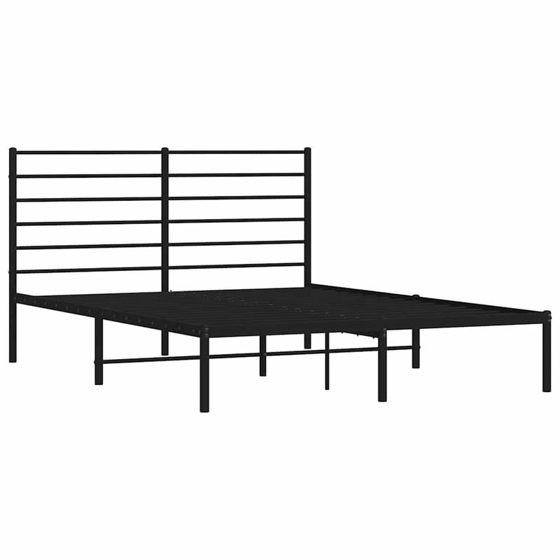 Vidaxl Metall-Bettgestell mit Kopfteil in Schwarz im Industrial-Stil, B/L: 140 x 190 cm - Bild 3