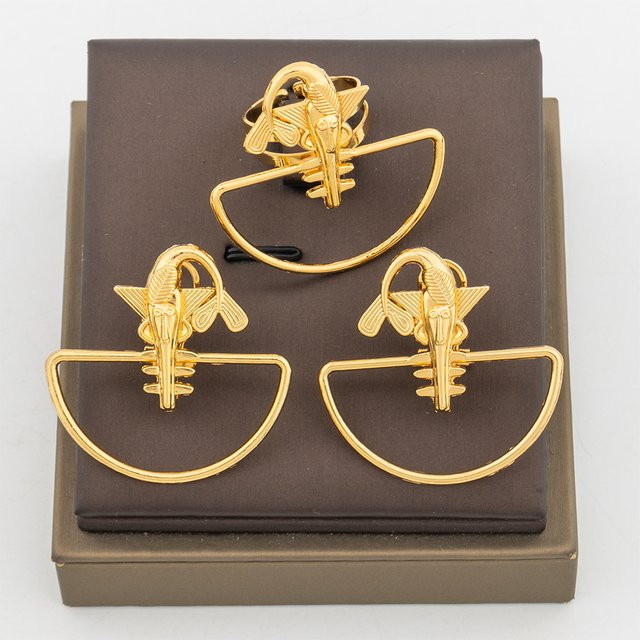 YM Schmuckset, Ohrringe und Ring, Gold, Unisex - Bild 1