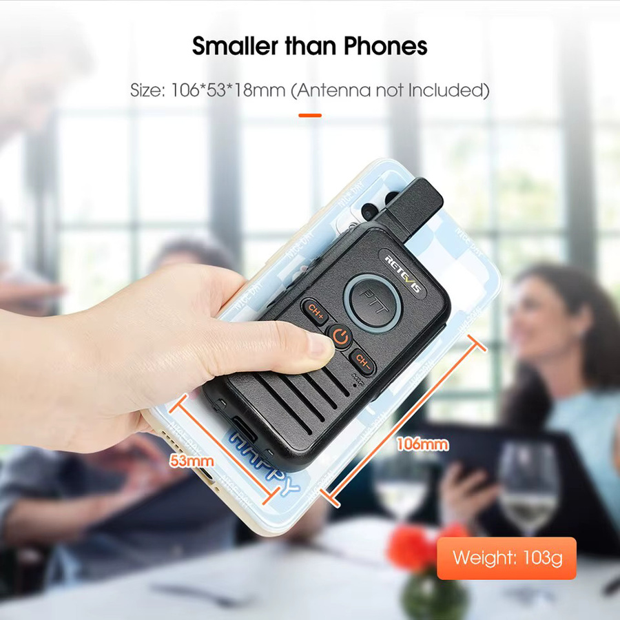 Retevis RB645 Walkie Talkie PMR446 mit Dual PTT und USB-C Anschluss in Schwarz - Bild 5