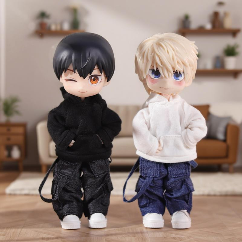 Fashnics OB11 Puppen-Outfit Gefüttertes Hoodie-Hemd Kleidung Und Hosen Anzug Schwarz - Bild 1