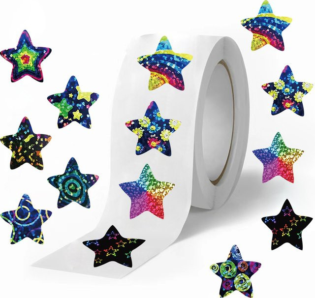 500 Stück Glitzer-Stern-Aufkleber in Multicolour für Schule, Scrapbooking und Party-Dekoration - Bild 1
