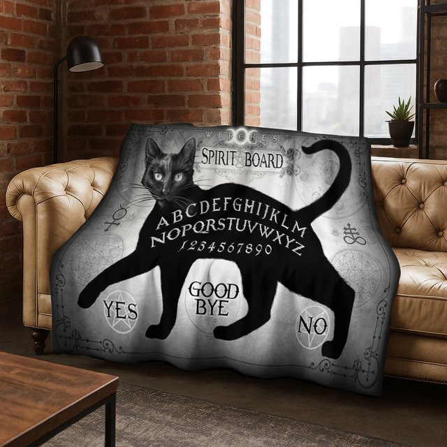 Faviora Flanelldecke mit Katze Ouija Tarot Gothic Design in Multicolour - Bild 1