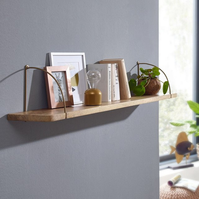 Wandregal TEVERE von KADIMA DESIGN im Industrie-Stil aus Mango Massivholz und Eisen, Farbe: Braun, B/T/H: 100 x 25 x 22 cm - Bild 1