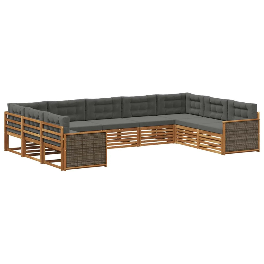 vidaXL Outdoor-Sofagarnitur aus Akazienholz in Natur und Anthrazit mit Kissen und modernem Latten-Design - Bild 2