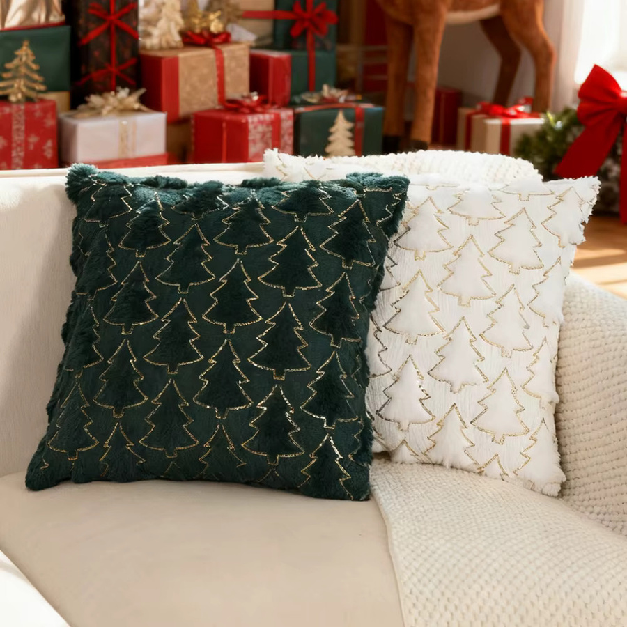 BUYNOW Kissenbezug aus Samt mit Gold-Pailletten-Stickerei für Sofa und Bett in Rot, Grün oder Weiß - Bild 3