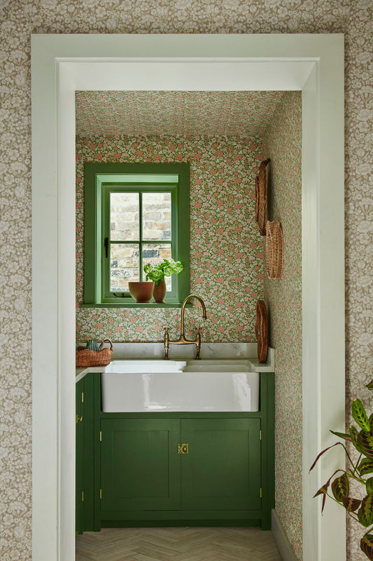 Little Greene Tapete Spring Flowers Garden in Blau Weiß Multicolour Vlies-Botanical Floral Country House Design - Bild 2