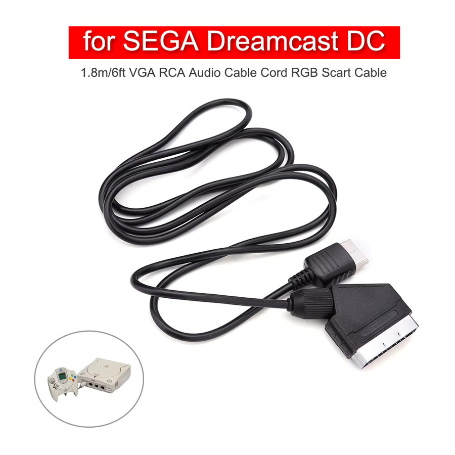 ALLOYSEED VGA RCA Audio-Kabel Schwarz für Dreamcast zur Bildqualitätsverbesserung, Länge: 1,8 m - Bild 4
