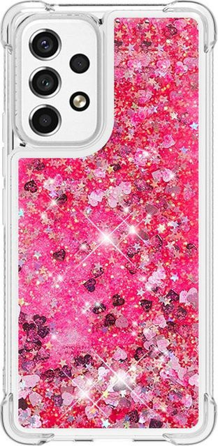 Stoßfeste Handyhülle mit Glitzer-Flüssig-Pailletten und Cartoon-Tier-Design für Samsung Galaxy A53 A13 A23 A33 A73 5G A03s in Multicolour/Transparent/Pink - Bild 1