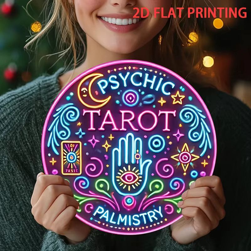 Potdemiel Psychic Tarot & Palmistry Guide Metall-Wanddekoration im Vintage-Stil, multicolor Eisen-Blechschild - Bild 2