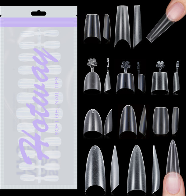 HOTWAY Künstliche Nägel, transparent, matt, 360 Stück - Bild 1
