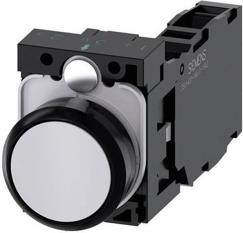 Siemens Drucktaster 3SU1100-0AB80-1FA0 mit rundem Frontring aus Kunststoff in Schwarz und Grau - Bild 1