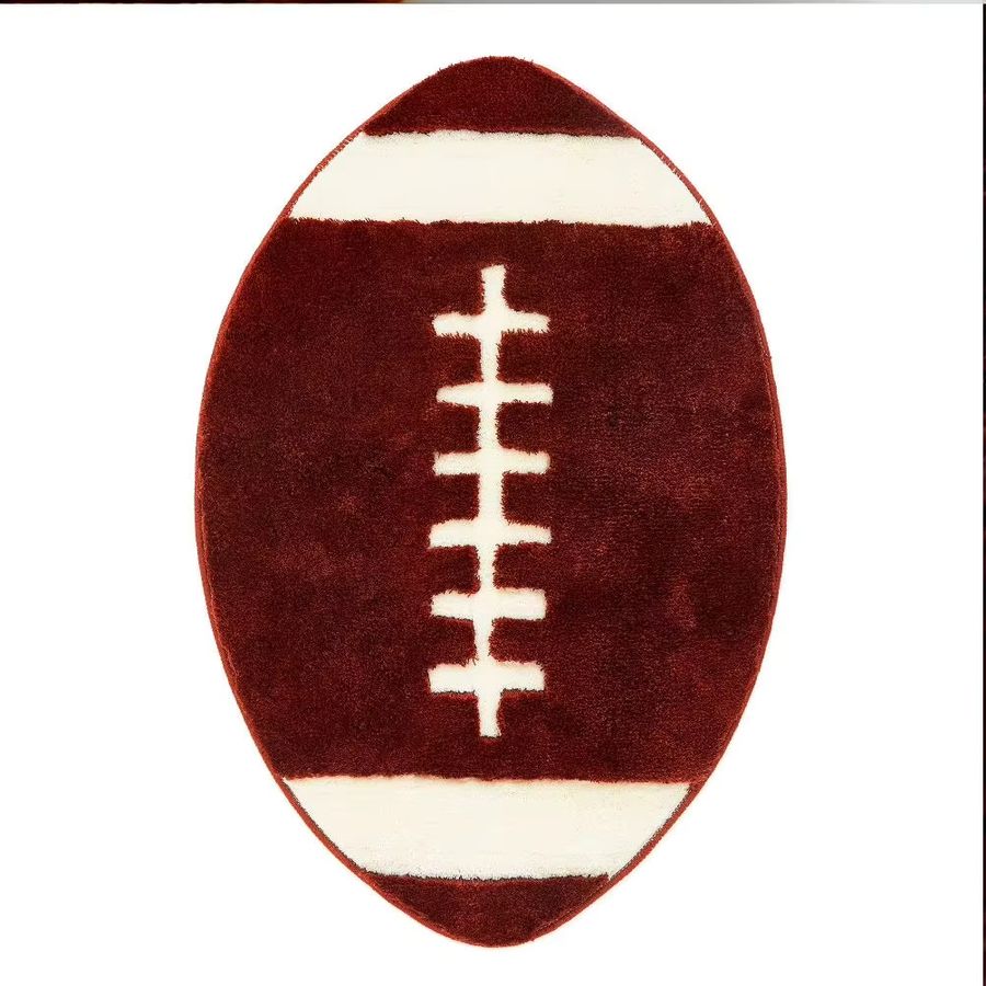 VIKAMA Plüschteppich in Rugby-Form, weiche Fußmatte für Wohnzimmer und Schlafzimmer, Farbe: Burgundy - Bild 3