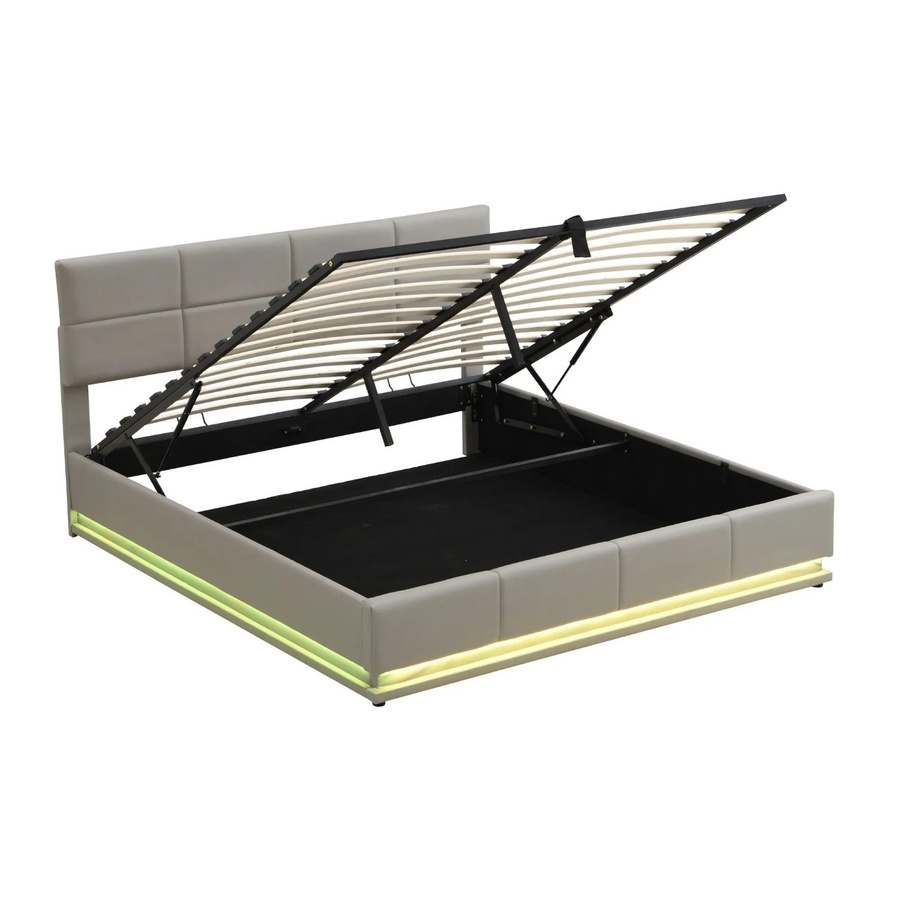 okwish Polsterbett mit hydraulischem Stauraum in Hellgrau, B/T/H: 180 x 200 x 91 cm - Bild 2