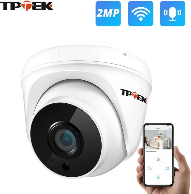TPTEK IP Wifi Kamera für die Indoor Videoüberwachung mit 2,8mm Objektiv, Zwei-Wege-Audio und Sicherheitsschutz in Weiß - Bild 1