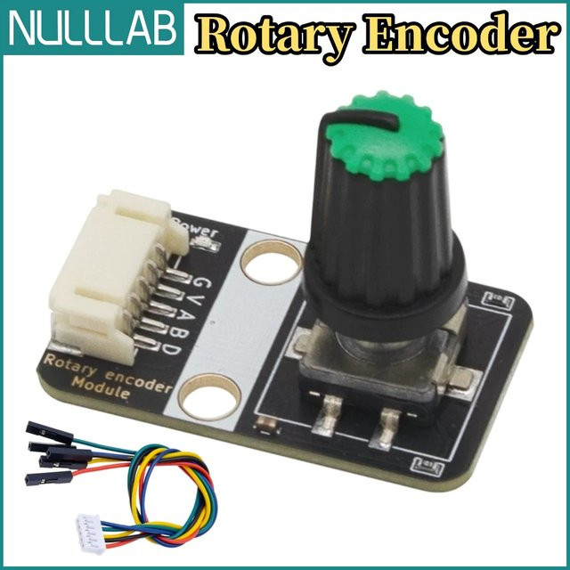 NullLab Drehgeber-Sensor mit AB-Phasen-Digitalimpulssignal, zentraler Drucktaste, Blockgehäuse und PH2.0-Schnittstelle für Arduino, Schwarz - Bild 1