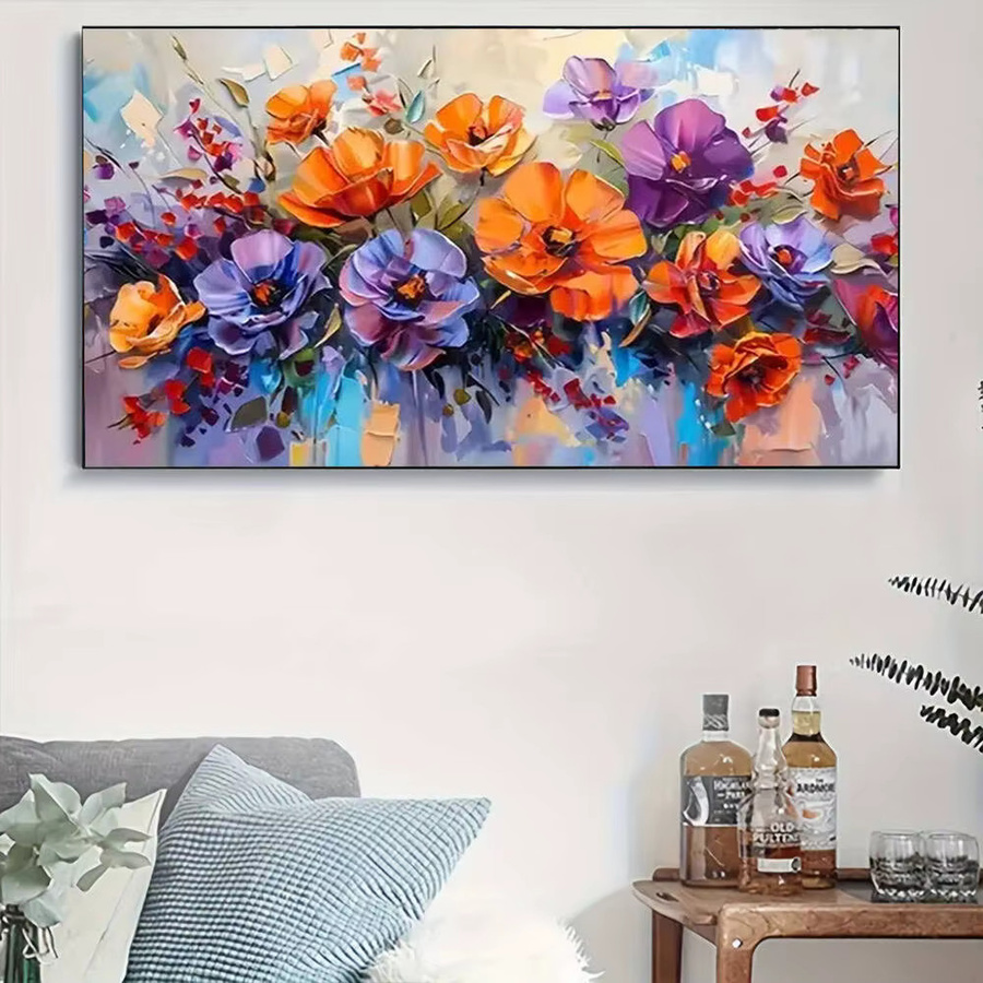 HUACAN Diamantmalerei Blumen Motiv als runde Mosaik-Stickerei in Multicolor, Durchmesser: 40 cm - Bild 3