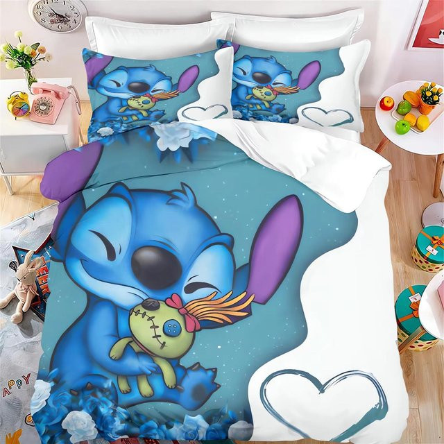 Paslu Kinderbettwäsche-Set mit Cartoon Anime Print, 3-teilig, Blau, B/T: 135 x 200 cm - Bild 1