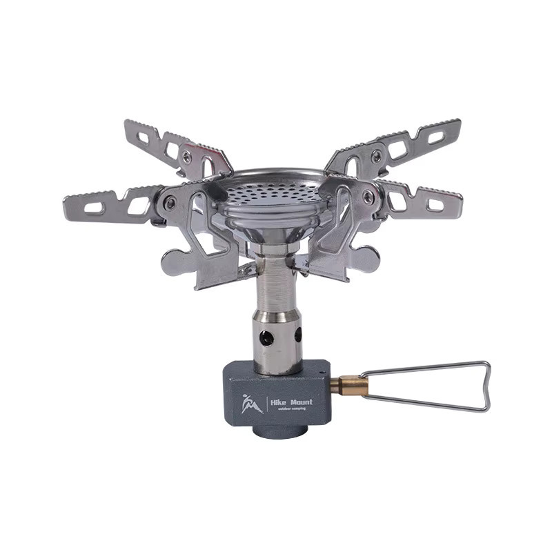 SmiloDon Mini-Campingkocher in Silber, faltbarer Gasbrenner mit 3300 W und 4-armiger Topfhalterung für Outdoor und Picknick - Bild 5