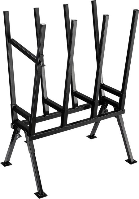 Wiltec Klappbarer Sägebock mit 4 Stammhaltern aus verzinktem Stahl in Silber und Schwarz, B/T/H: 104,0 x 71,5 x 53,0 cm - Bild 1
