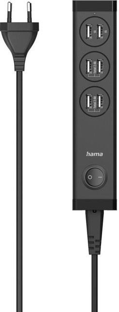 Hama USB-Mehrfach-Ladegerät mit 6 USB-A Ports für Tablets und Smartphones, 34W, Schwarz - Bild 1