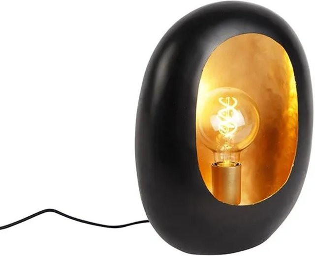 QAZQA Cova Design Tischlampe in Schwarz mit goldenem Interieur, Höhe: 36 cm - Bild 1