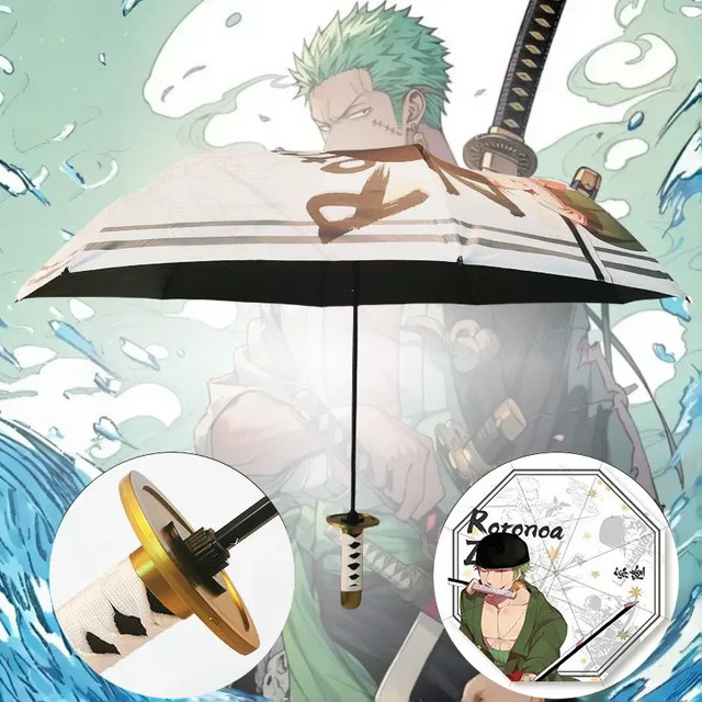 Bandai One Piece Roronoa Zoro Katana Regenschirm, dreifach faltbarer Sonnenschirm für Cosplay und Anime-Fans - Bild 1