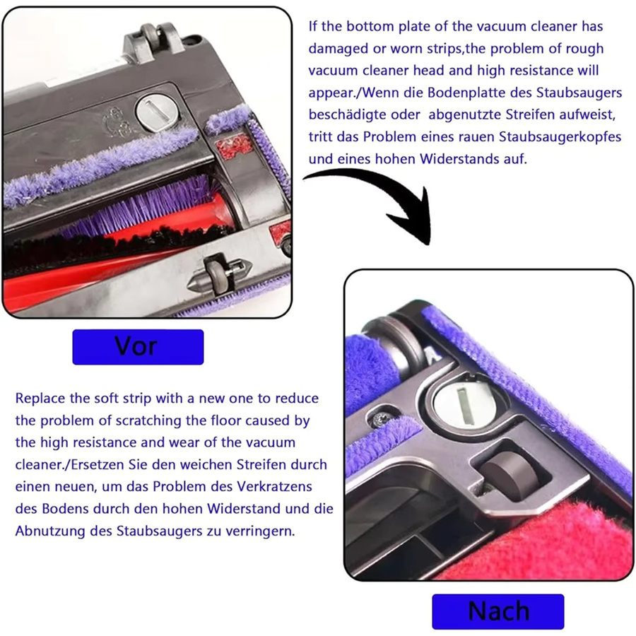 Dyson Soft Roller Ersatzteil Set mit weichen Plüschstreifen für V6 V7 V8 V10 V11 V15 Staubsauger - Bild 6