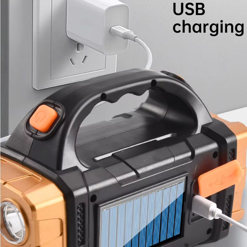 Heinast Solar-LED-Taschenlampe mit COB-Licht, schwarz, USB-wiederaufladbar und wasserdicht für Camping und Wandern - Bild 2