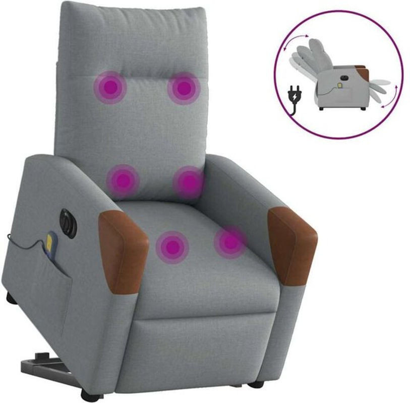 Elektrischer Massagesessel mit Aufstehhilfe von vidaxl in Grau aus Stoff und Metall - Bild 1