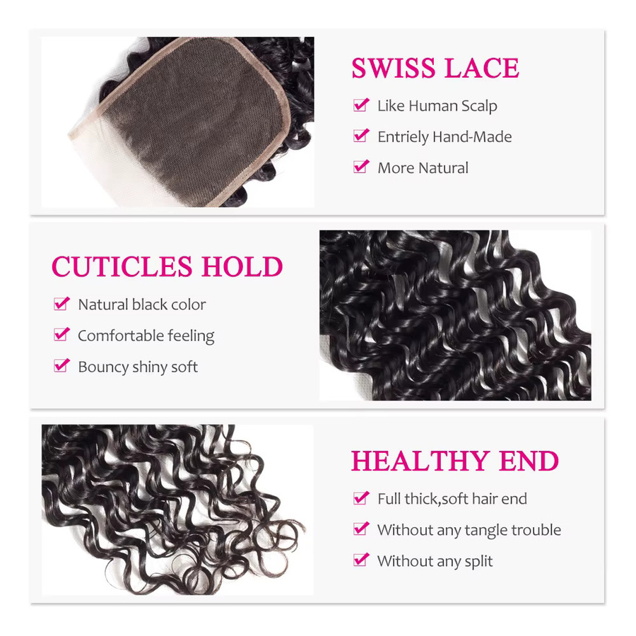 Yyong Brasilia Deep Wave Spitze, 4x4 Schweizer Spitze, Remy Menschenhaar - Bild 5