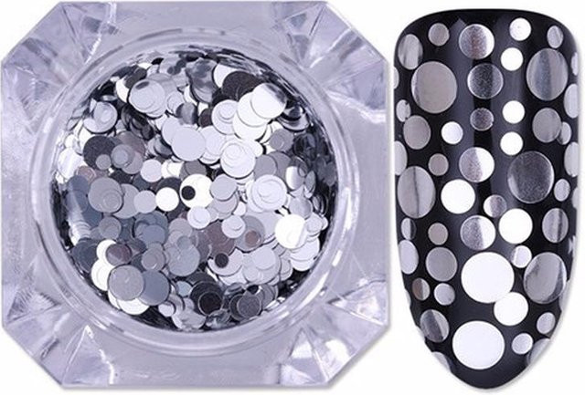 Nagelglitzer-Pailletten, holografische Silberflocken, Silber, Glänzend - Bild 1