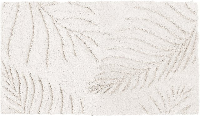 Badematte FERYA in Weiß und Beige mit floralem Design, rutschfest und schnelltrocknend - Bild 1