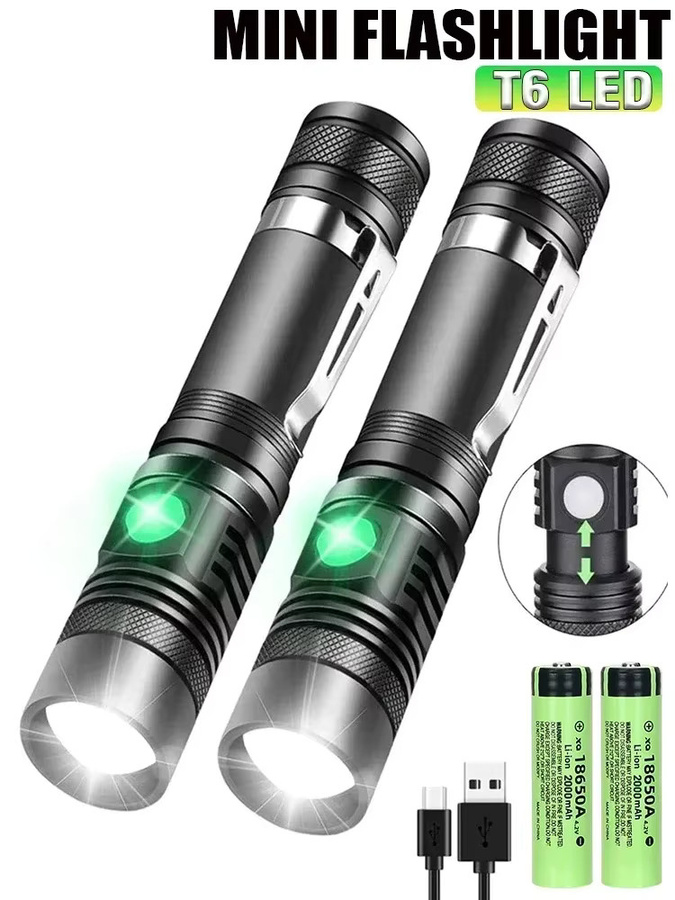 Heinast LED Taschenlampe Schwarz mit Teleskop-Zoom, Clip und wiederaufladbarem Akku - Bild 6
