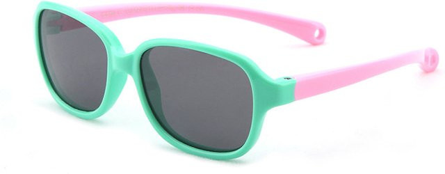 Techsuit 8192-C1 Baby-Sonnenbrille, Vollrand, Square, Kunststoff, grün rosa, grau - Bild 1