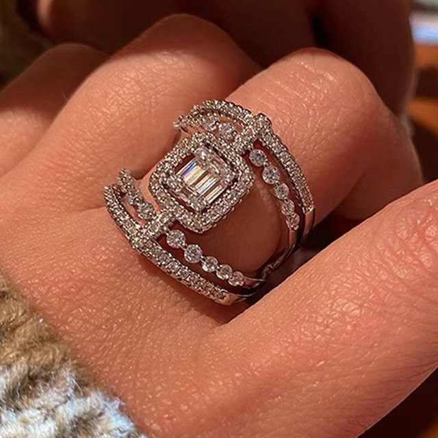 Huitan Ring, Silber, Zirkonia, Damen, Verlobung - Bild 1