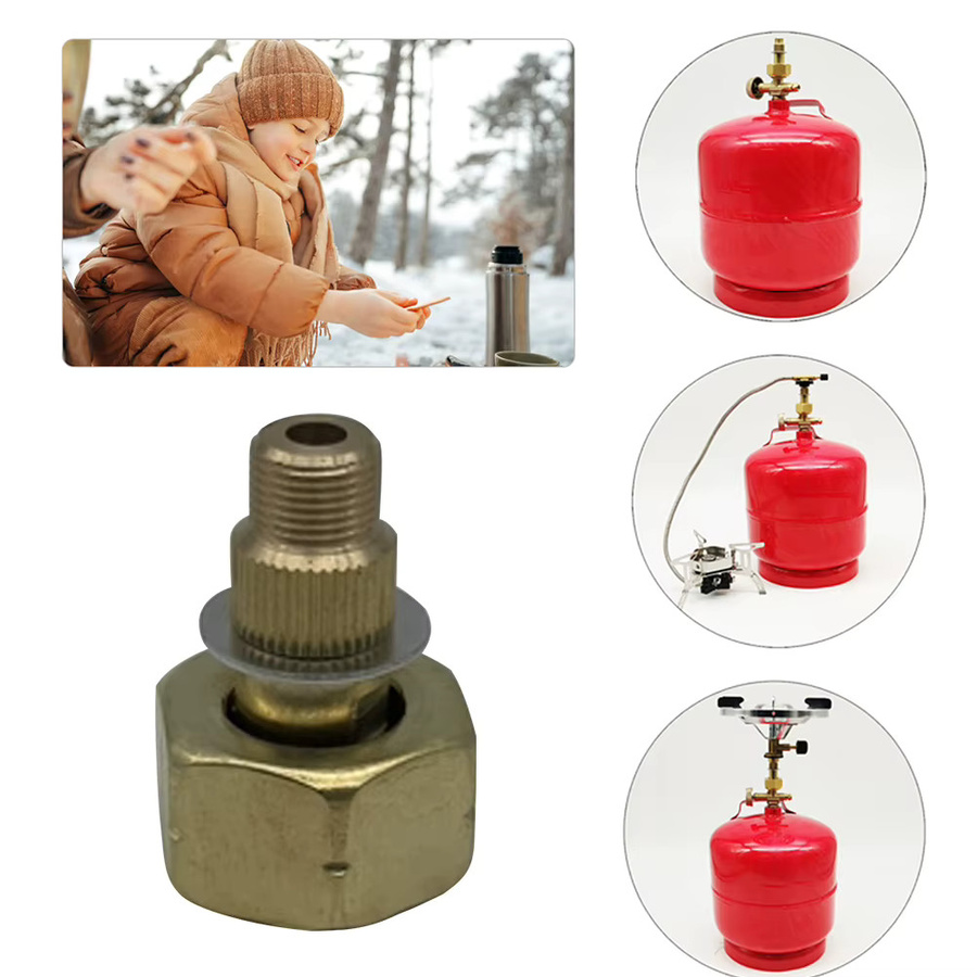 APWIKOGER Outdoor-Kocher-Adapterkopf aus Aluminiumlegierung in Gold für die Verbindung von LPG-Tanks zu Camping-Kochern - Bild 3