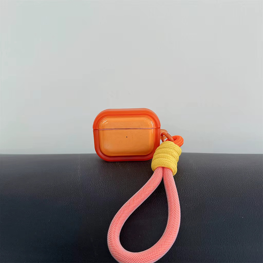 Schutzhülle für Apple AirPods 2 3 4 Pro 2 Pro 3 mit Umhängeband in Orange, Dunkelblau, Weiß und Transparent - Bild 2